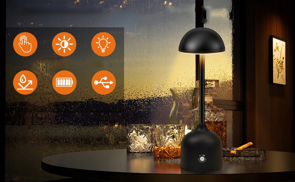 BEZPRZEWODOWA LAMPA STOŁOWA LAMPKA NOCNA DOTYKOWA ŚCIEMNIALNA USB 4500mAh Średnica/szerokość klosza 11 cm