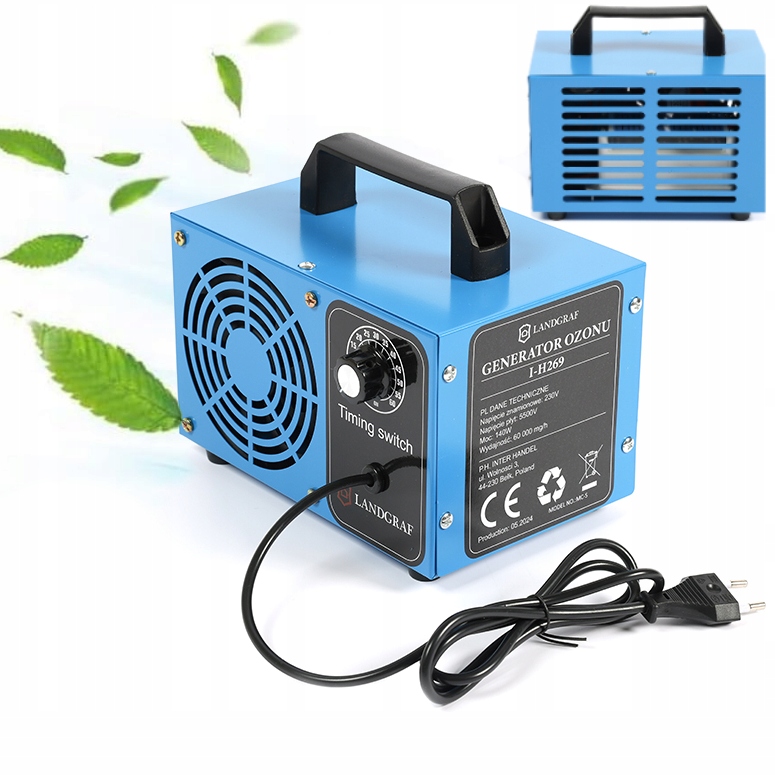 Generátor Ozonu Ozonator Účinný Čistič Domu Auta 60 000 mg/h