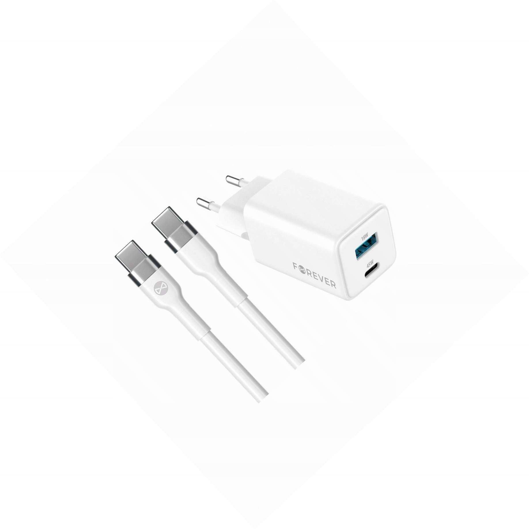 Szybka ładowarka GaN 45W 2 wejścia z długim kablem 2m do Huawei P40 Lite