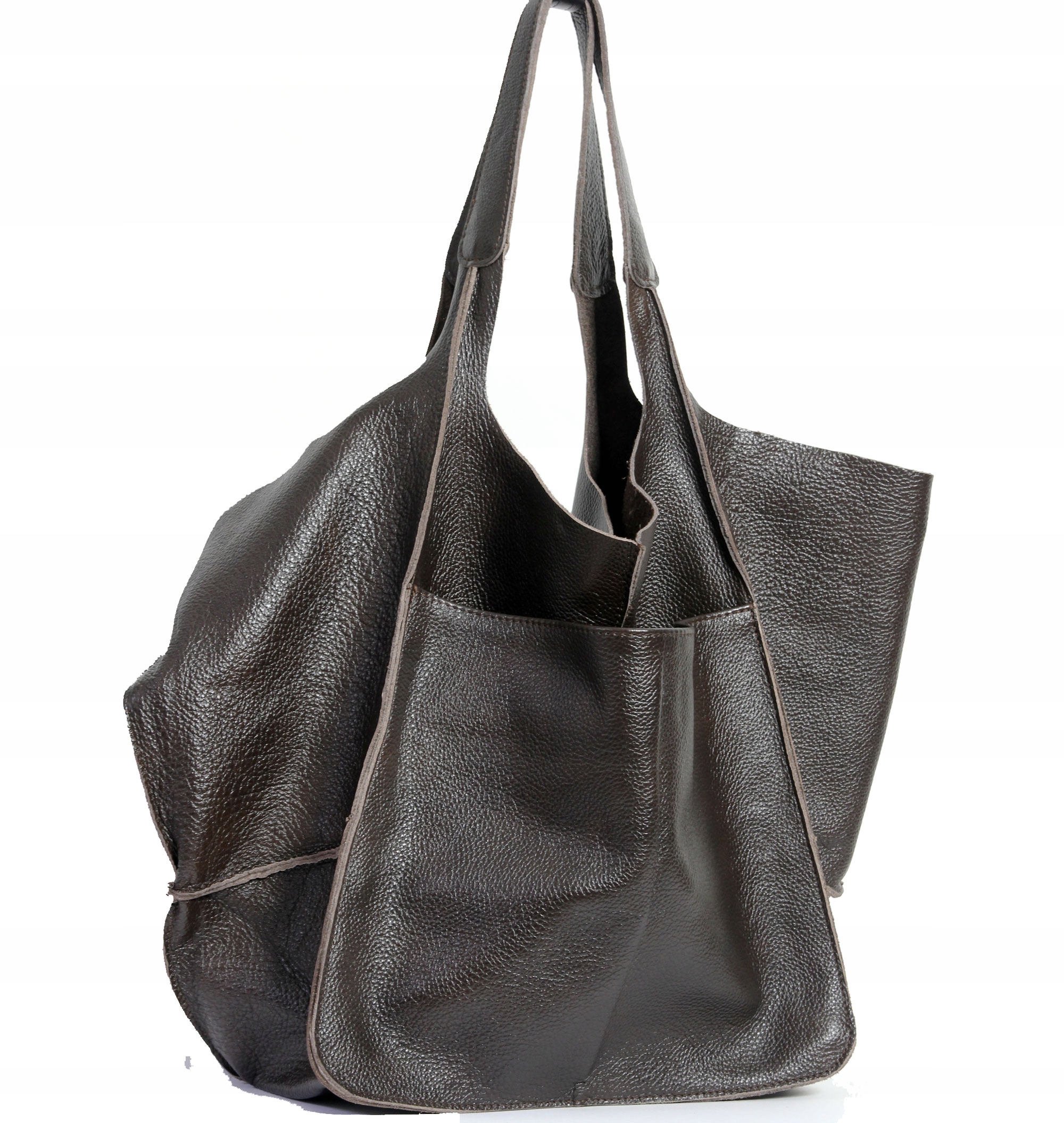 DUŻA TOREBKA WOREK ZE SKÓRY NATURALNEJ NA RAMIĘ