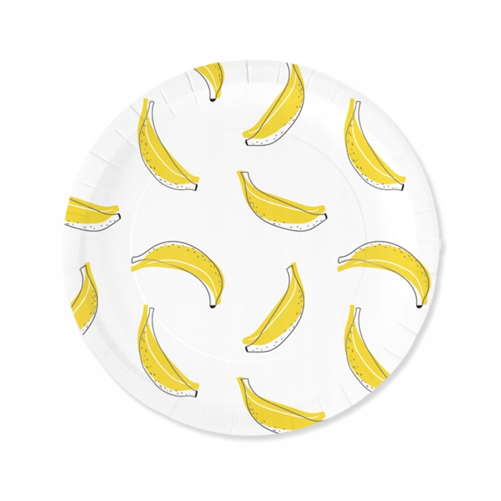 Talerzyki białe BANANY summer urodzinowe 23cm 6szt