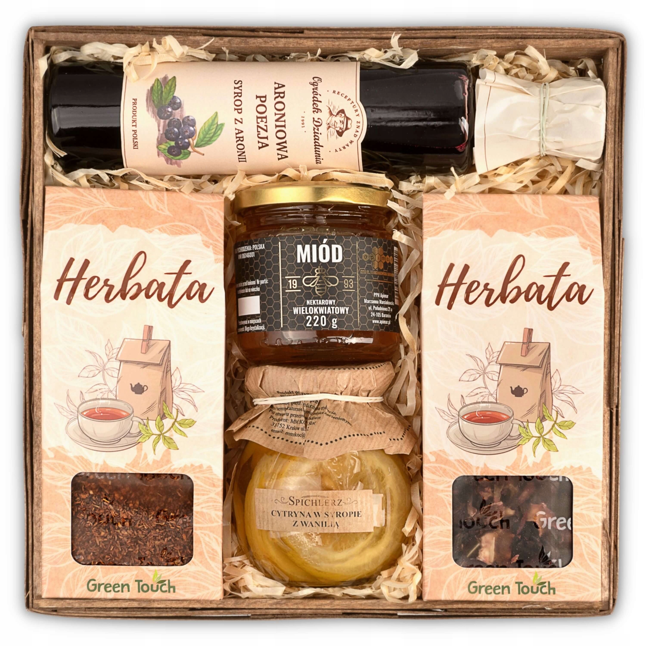 Levně Dárkový koš, sada na dárek čajů a medu