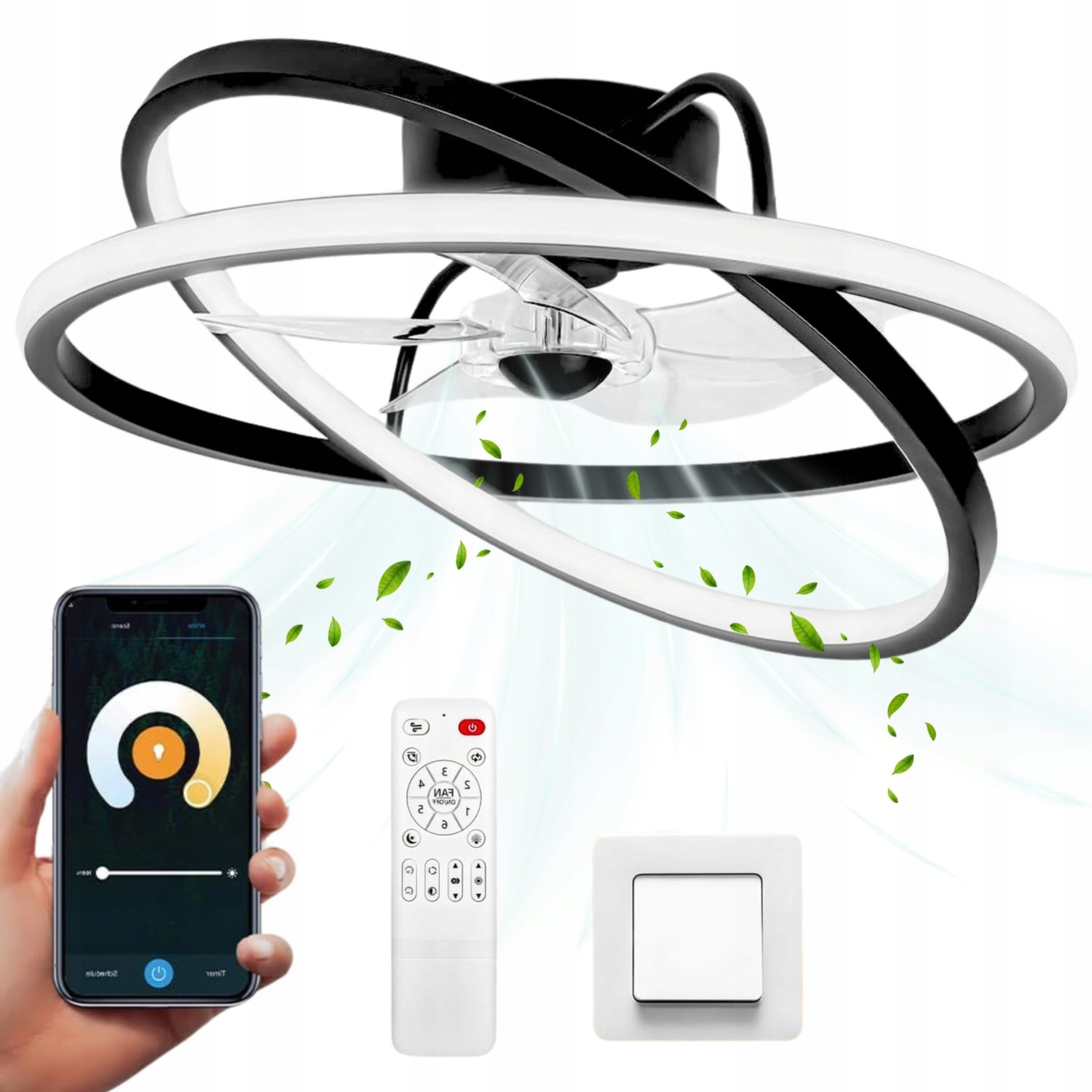 Lustr Stropní ventilátor Větrník Moderní stropní svítidlo Led Dálkový Ovladač