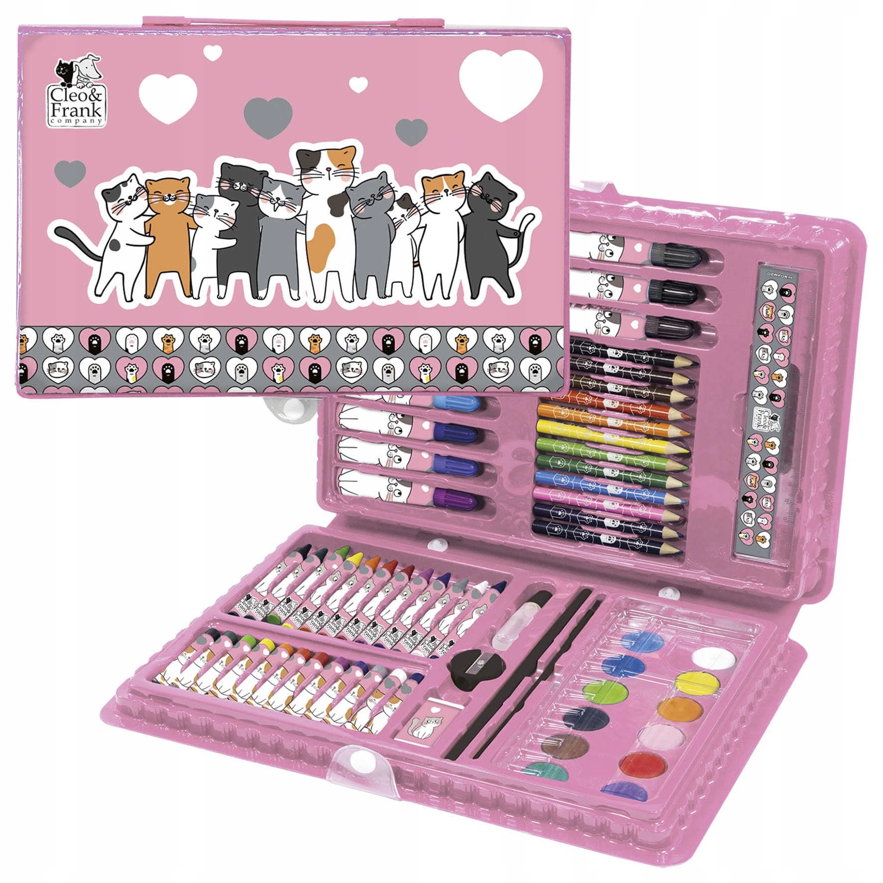 ZESTAW ARTYSTYCZNY KREDKI FLAMASTRY WALIZKA KOTKI