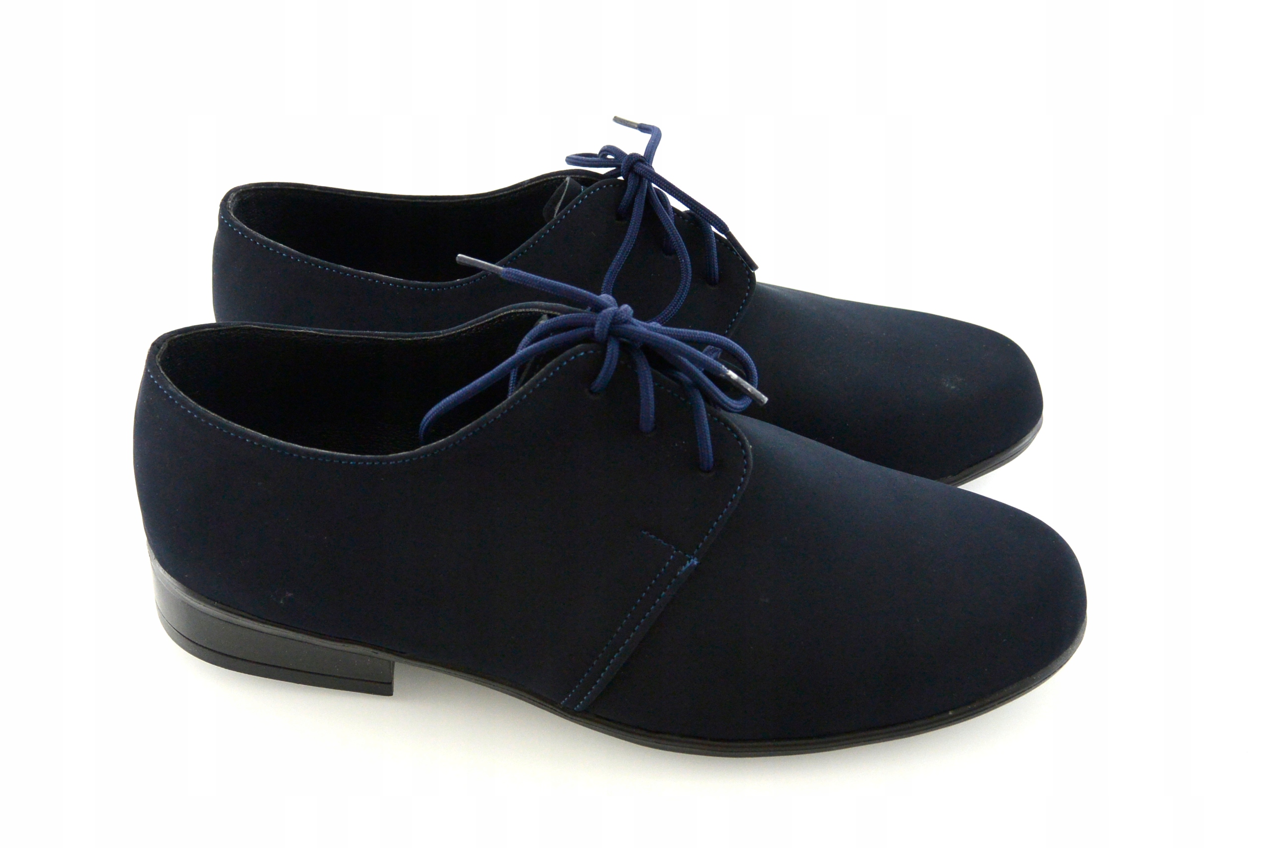 GRANATOWE mokasyny NUBUK półbuty wizytowe Pl 33 Długość wkładki wew. 23 cm