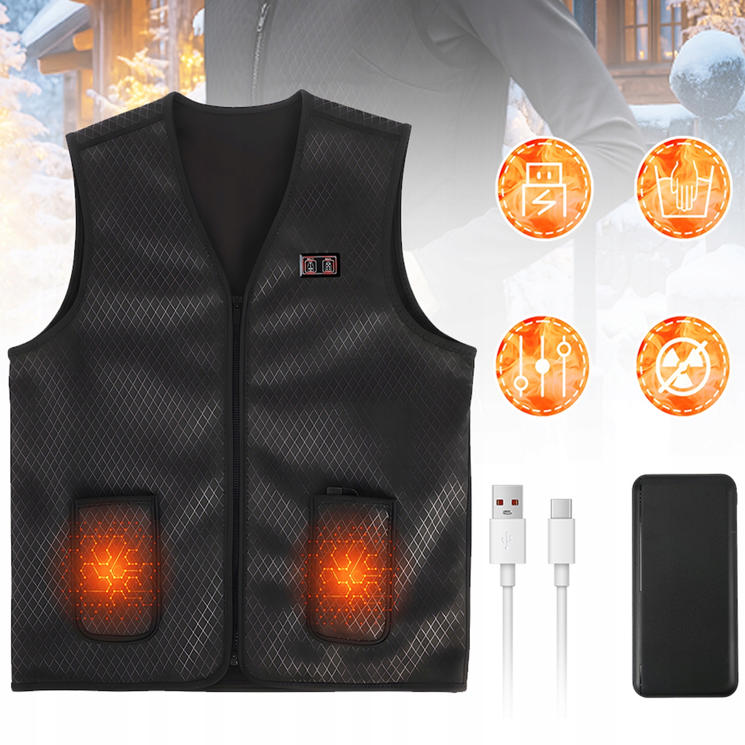 Vyhřívaná Elektrická Vyhřívaná Vesta S Teplým Usb Bez Rukávů