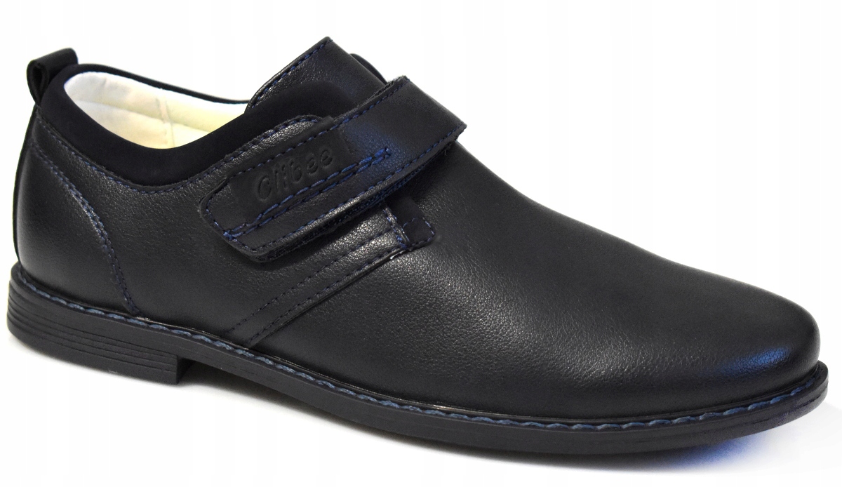 Clibee Komunijne Granatowe PÓŁBUTY Wizytowe Lekkie na Rzepy 24 cm - 37 Rozmiar (new) 37