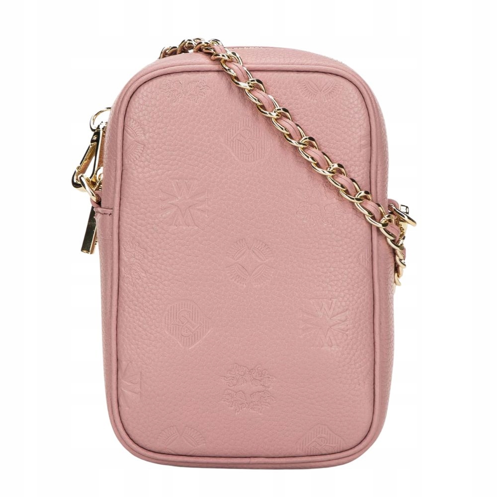 Růžová kožená mini kabelka s monogramem Wittchen 98-2E-601-P