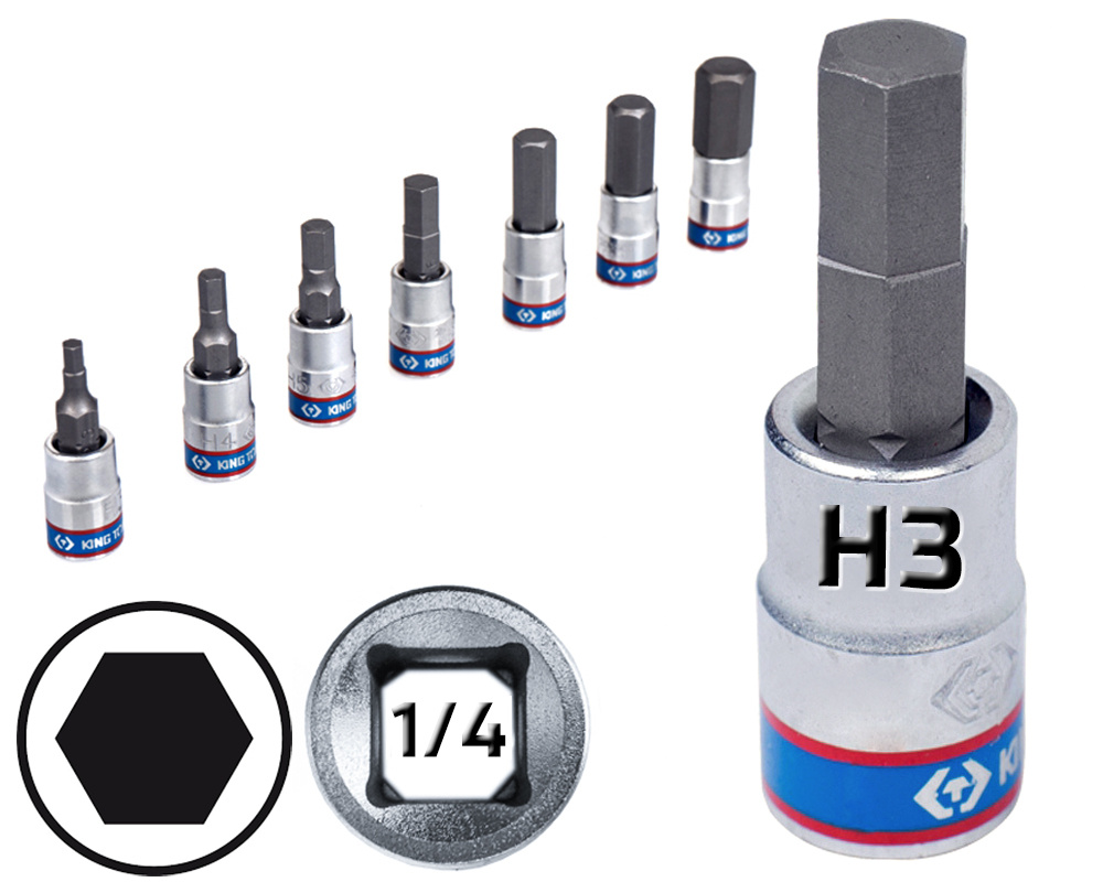 King Tony Klucz Nasadka 1/4 Cr-V S2 Bit Imbus Hex H 3 x 37 mm 203503 Pro