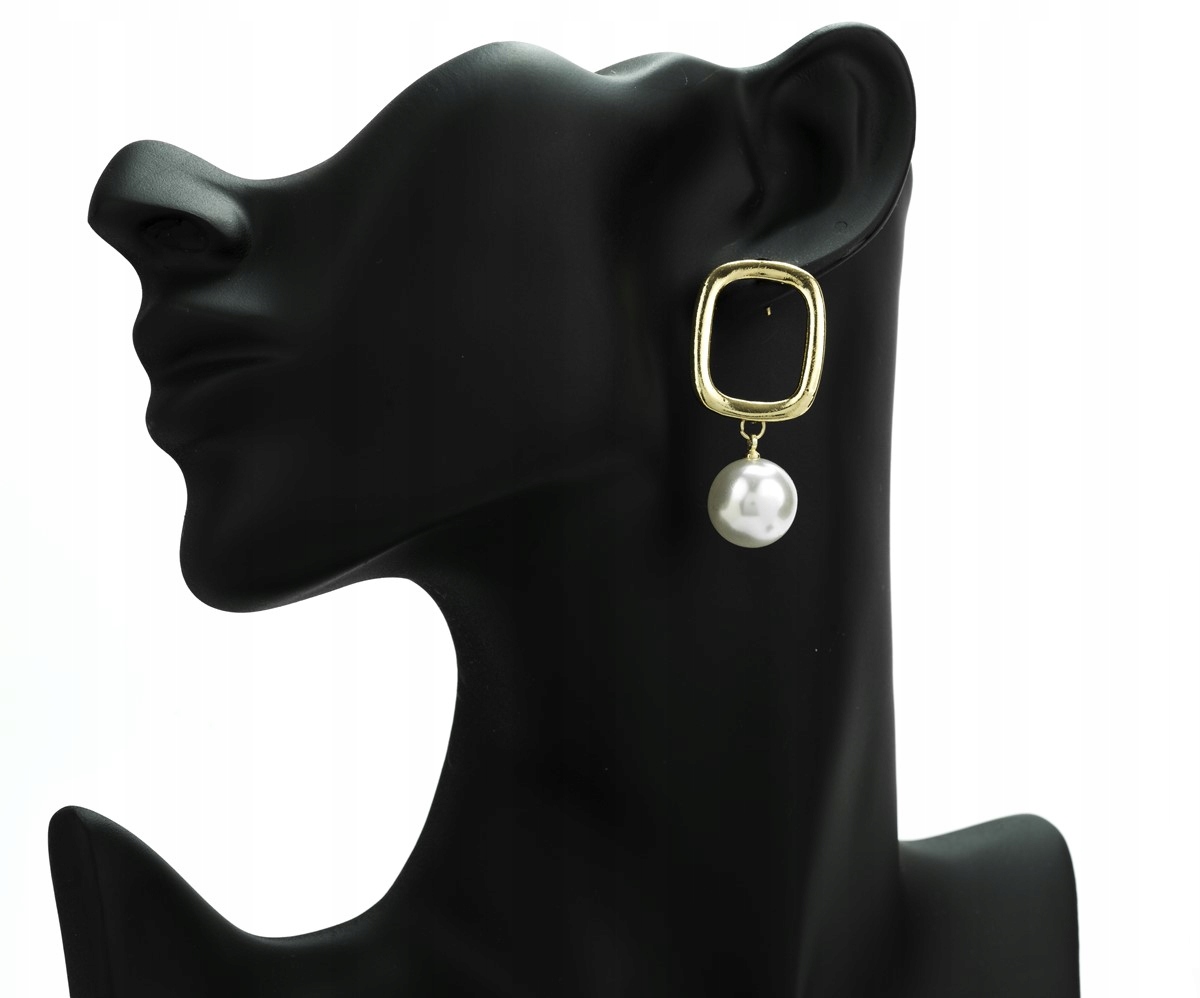 

Kolczyki długie wiszące geometryczne z perełką