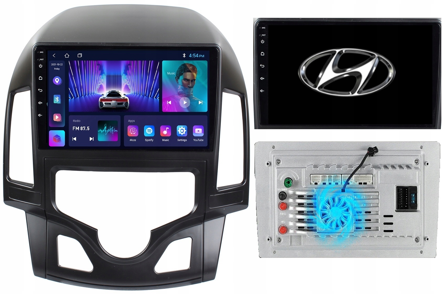 Radio Gps Nawigacja Android Hyundai I30 2007-2011+KAMERA+WENTYLATOR 2/64GB