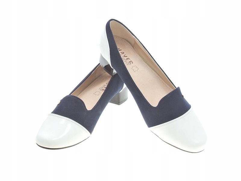 DAMSKIE BUTY WSUWANE LAKIER G300-4 white/navy r.39 Marka inna