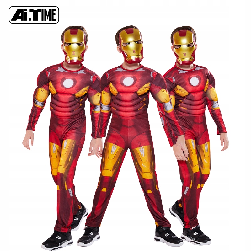 Strój Przebranie Kostium IRON MAN + ŚWIECACA Maska 110/120 M Marka inna marka