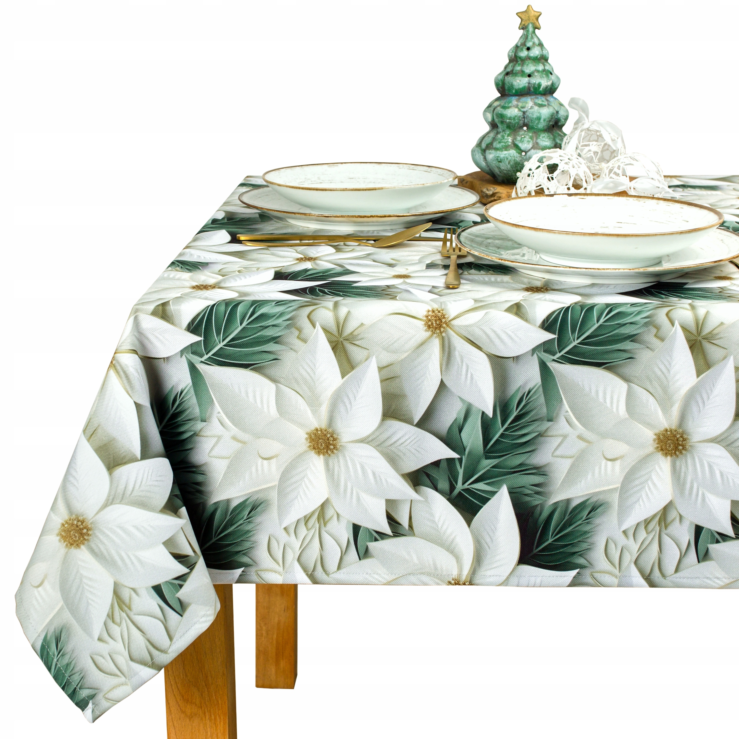 Vánoční ubrus na Vánoce Bílá Betlémská hvězda – 140 x 470 cm