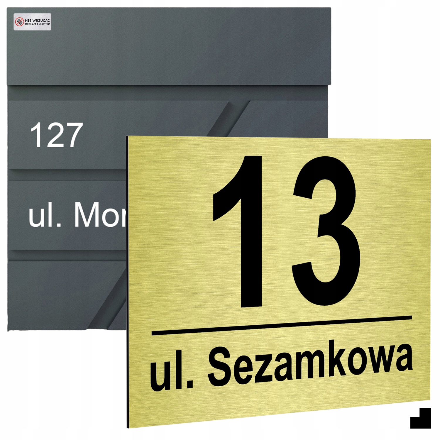 poštovní schránka Tabulka s číslem domu Zlatá 40x30 cm Číslo na dům