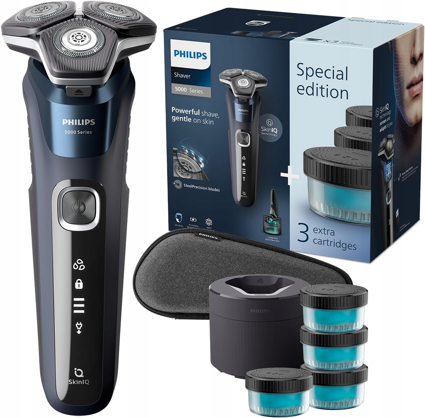 Holiaci Strojček Philips S5885/69 S Trimerom 4 Čistiace Náplne Puzdro