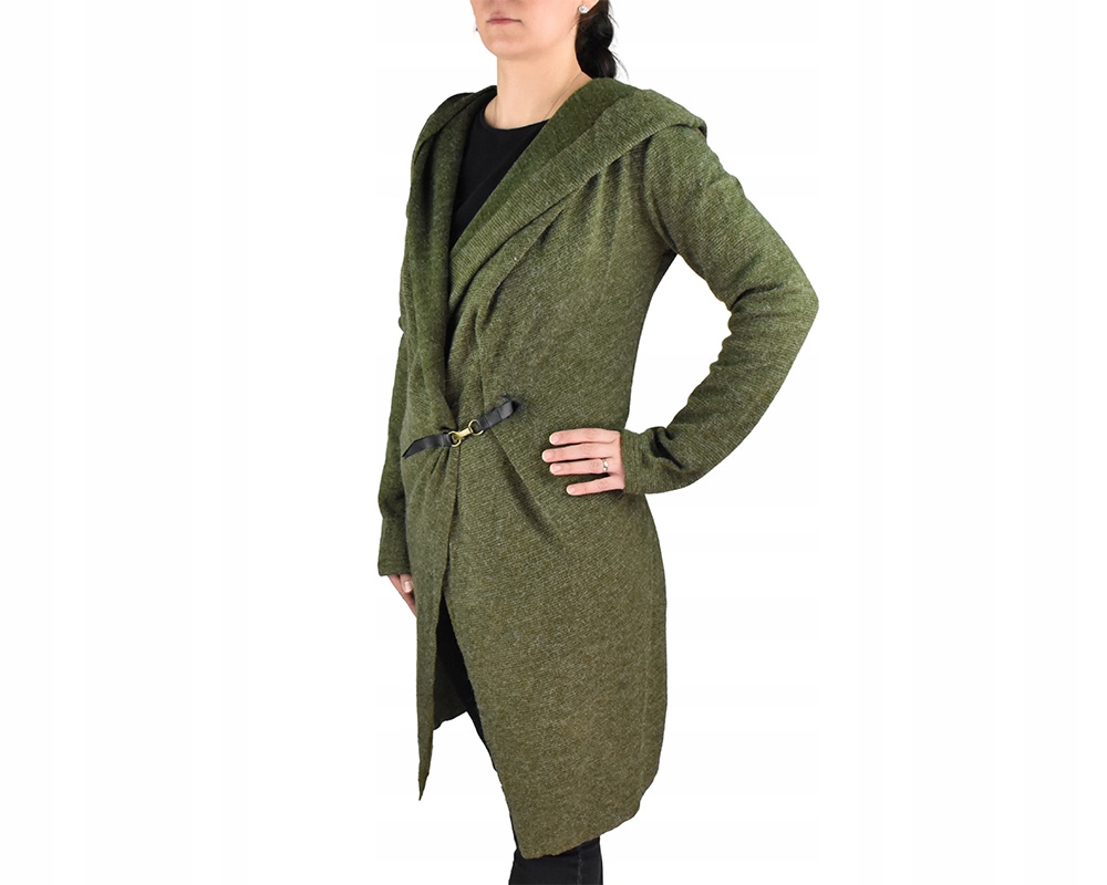 Kardigan Junta, kapuce s ozdobou, zelený