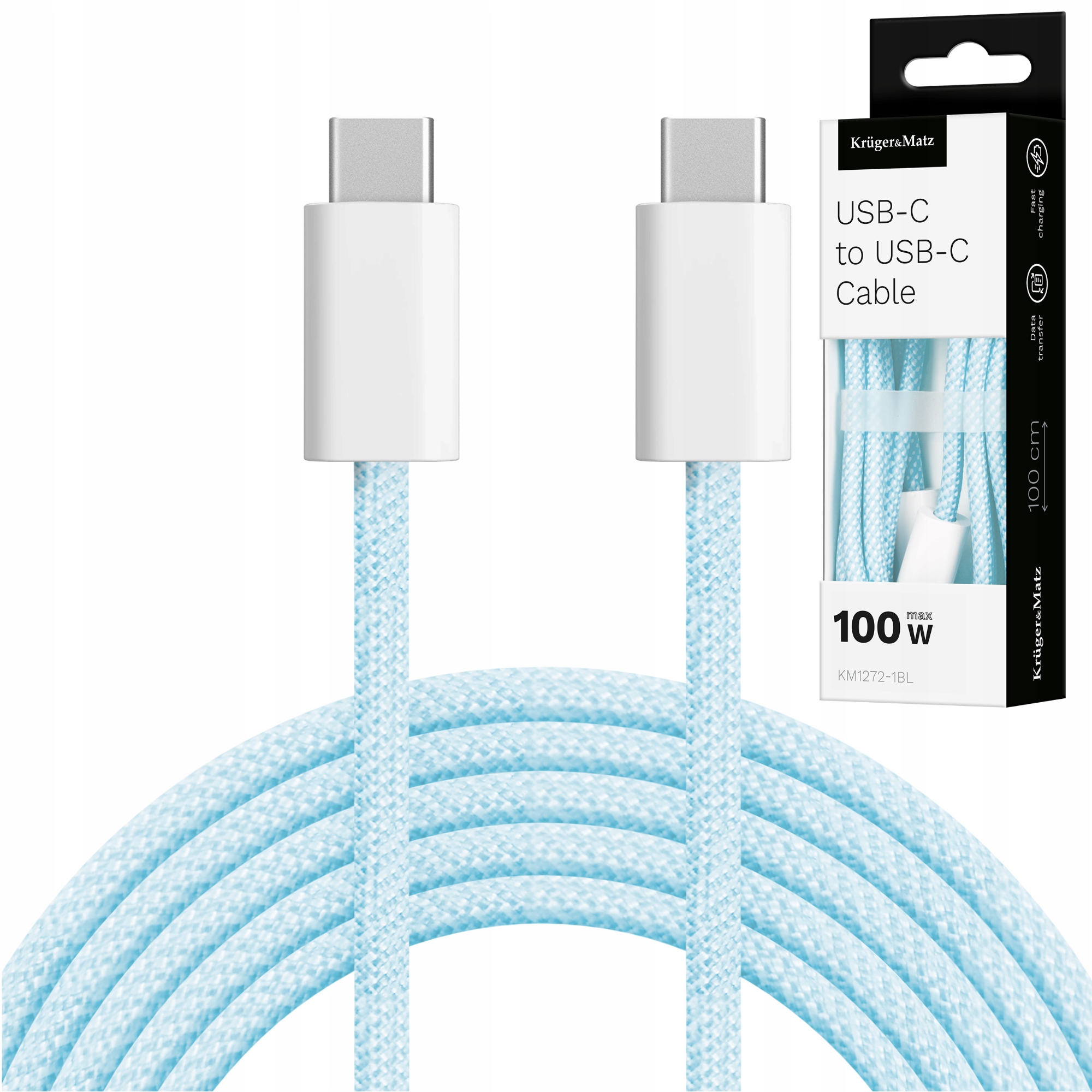 Kabel Usb typu C Usb typu C 100 W 1 m niebieski Kruger&Matz Basic