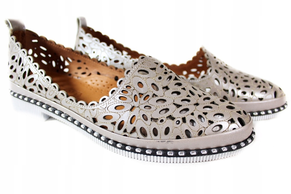 Półbuty Ravini 2025 R.38 Skóra Beż Lico Ażurowe Kod producenta 2025