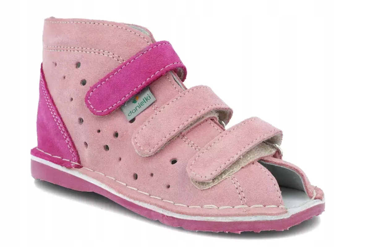 Danielki T125 profilaktyczne kapcie do przedszkola różowe skórzane R27 Kod producenta T125