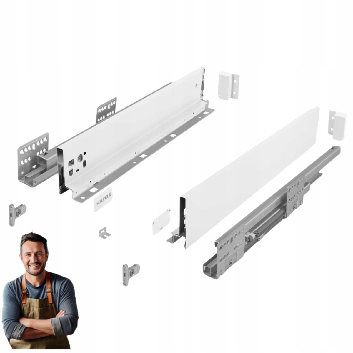 Šuplík Hafele Matrix Slim 500 mm H-135 35 kg 514.13.825 Bílá