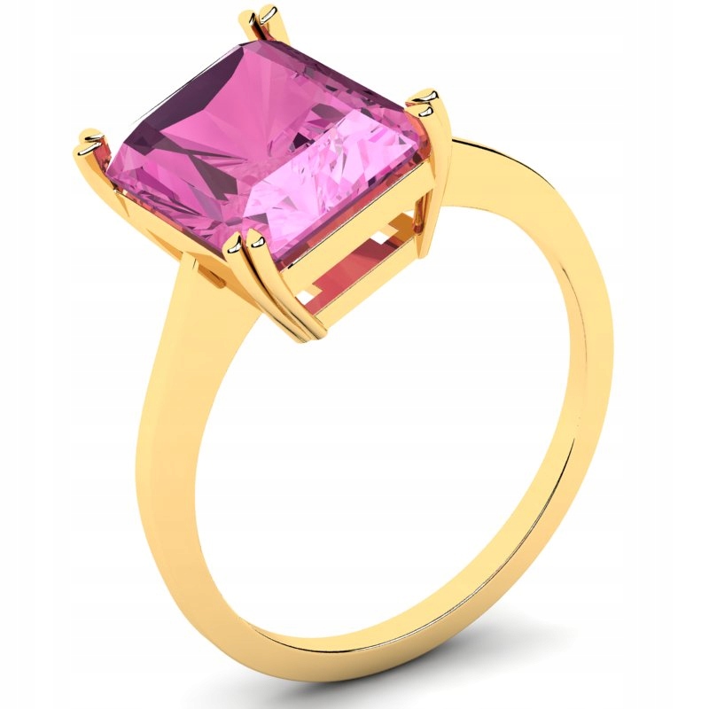 

Pierścionek Złoty Z Różową Cyrkonią 10X8MM