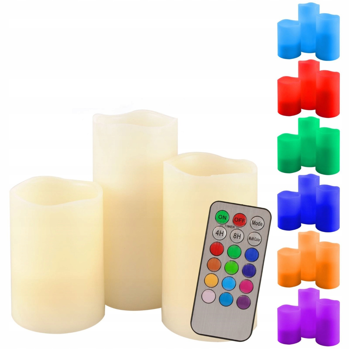 

Świeczki Świece Led Na Pilota 3 Szt Zestaw Rgb