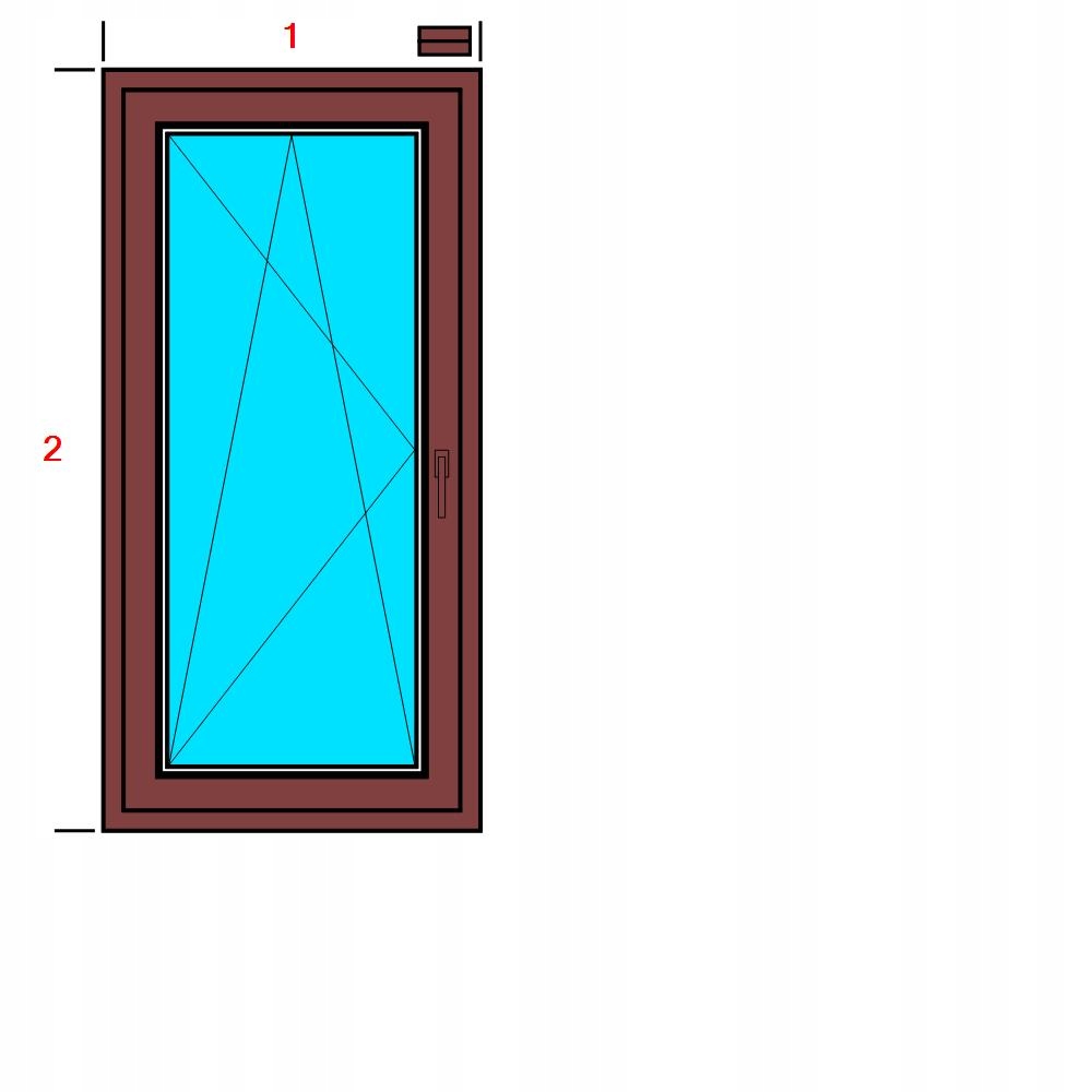 OKNA PCV 565x1135 RU OBUSTRONNY ORZECH, LEWE