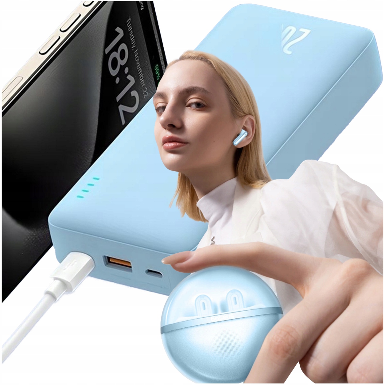 Baseus Powerbanka 20W 10000 mAh Bezdrátové Sluchátka Bt Tws Bowie E5