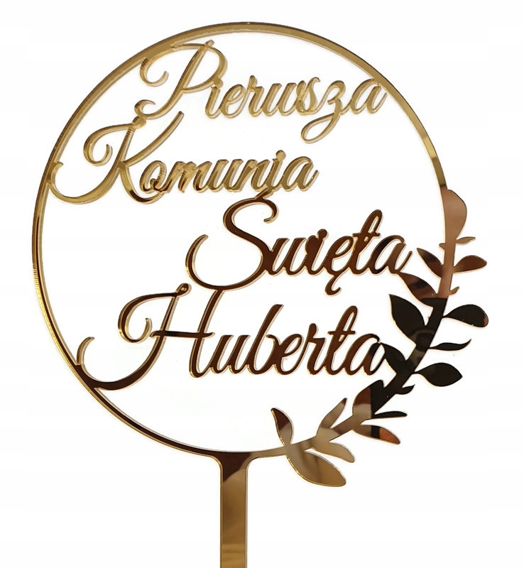 

Topper Pierwsza Komunia Święta złote lustro Imię