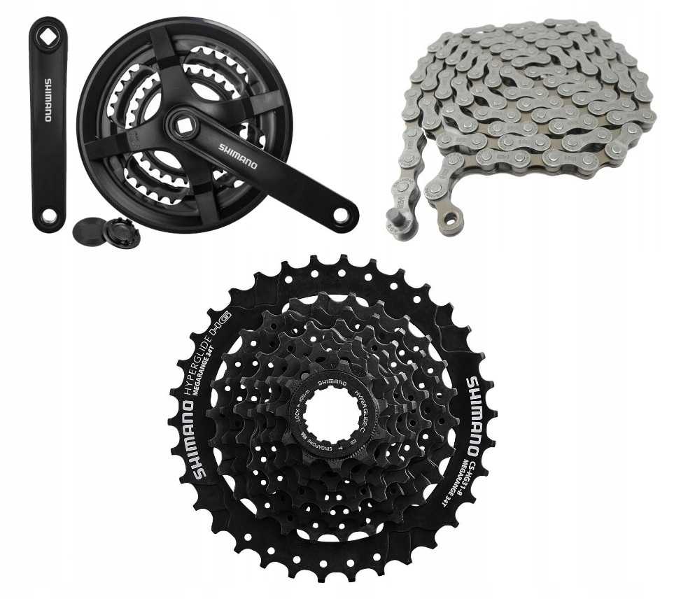 Zestaw Napędu Shimano 8rz Korba 42T, Kaseta 34T, Łańcuch 3x8, Napęd 3x8