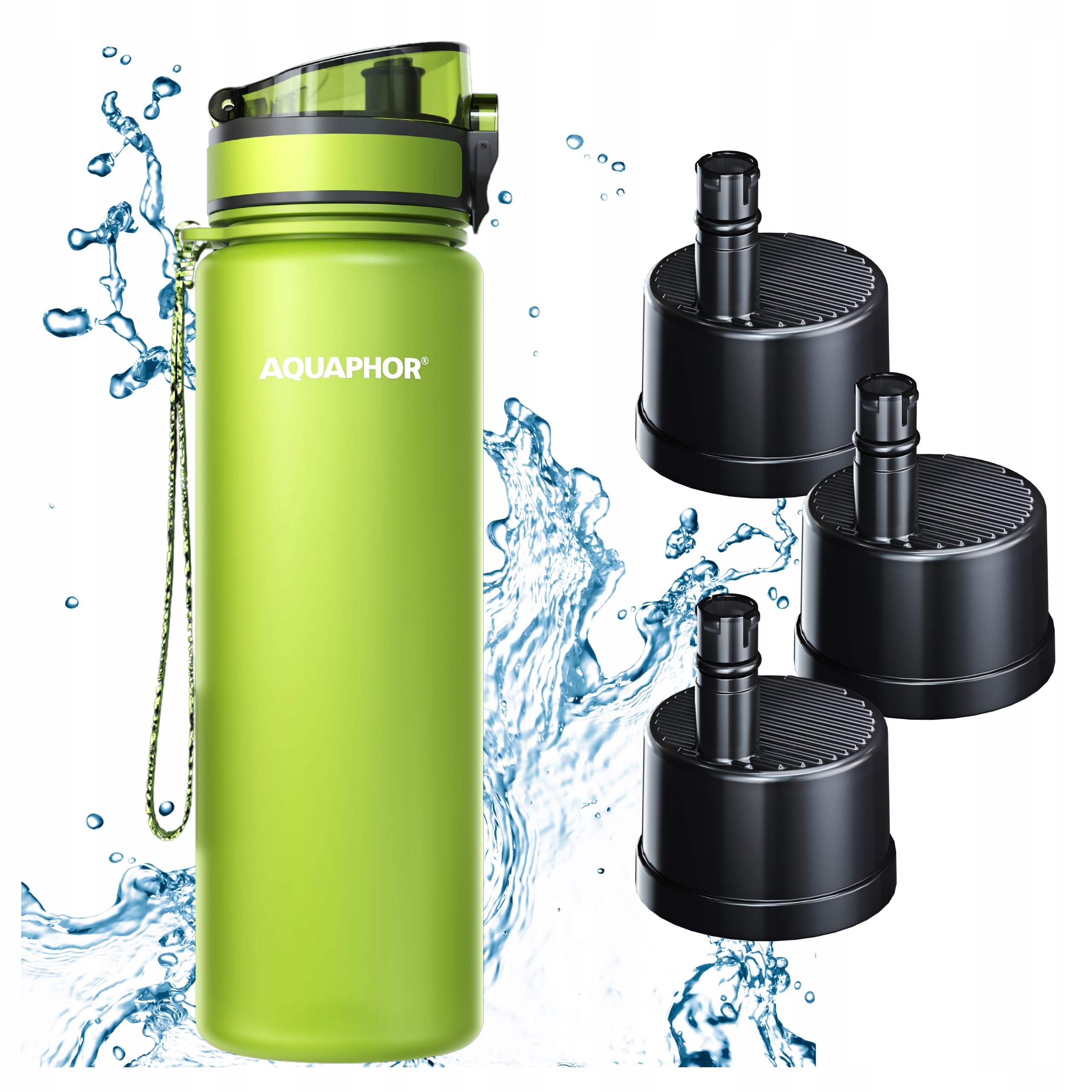 Filtrační láhev Filtr Lahev Na Pití Aquaphor City 800 ml Zelená Sada 3 náplní