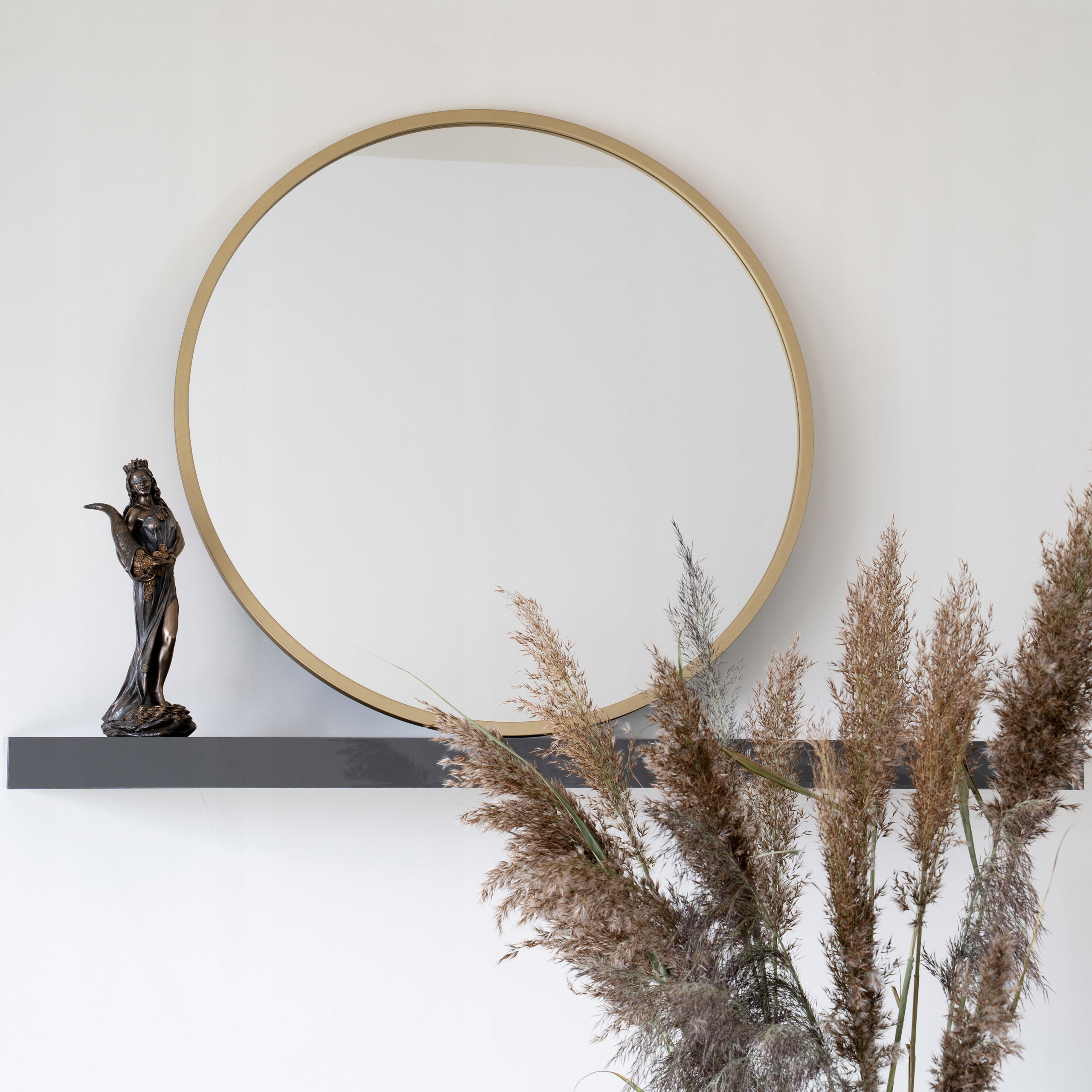 LUSTRO W RAMIE OKRĄGŁE DUŻE W ZŁOTEJ RAMIE ŚCIENNE 95 CM Marka inna