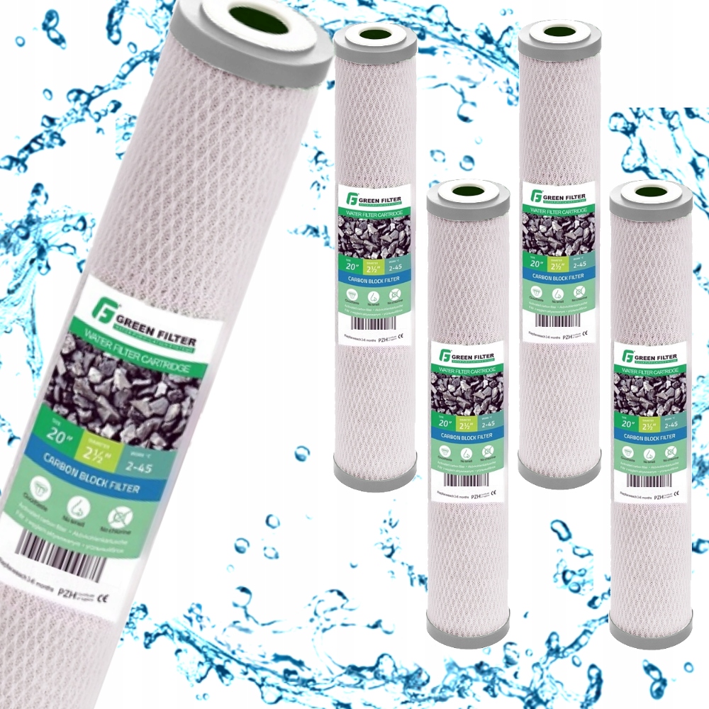 5x filtr do wody wkład węglowy 20" Slim C20CB Green Filter