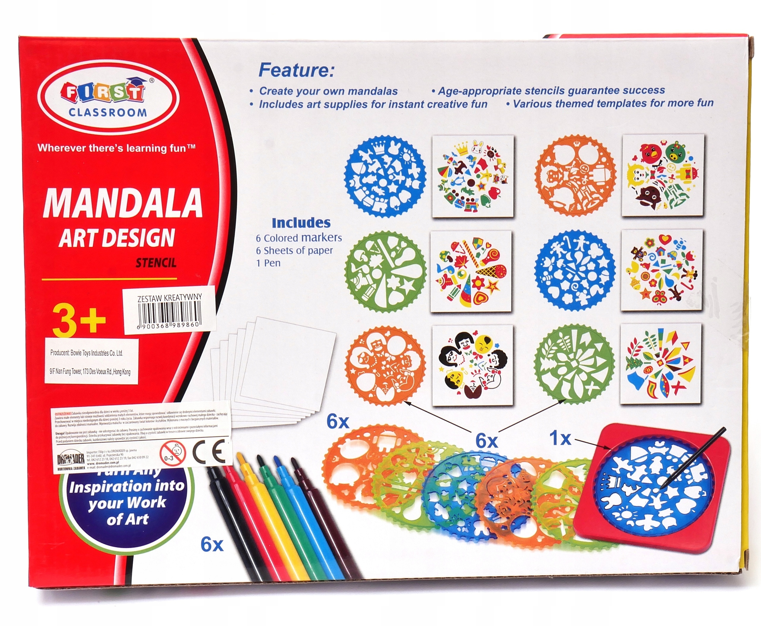 Mandala zestaw do rysowania szablony 6szt. Rodzaj malowanki