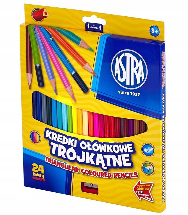 кольорові олівці 24 кольори трикутні Astra