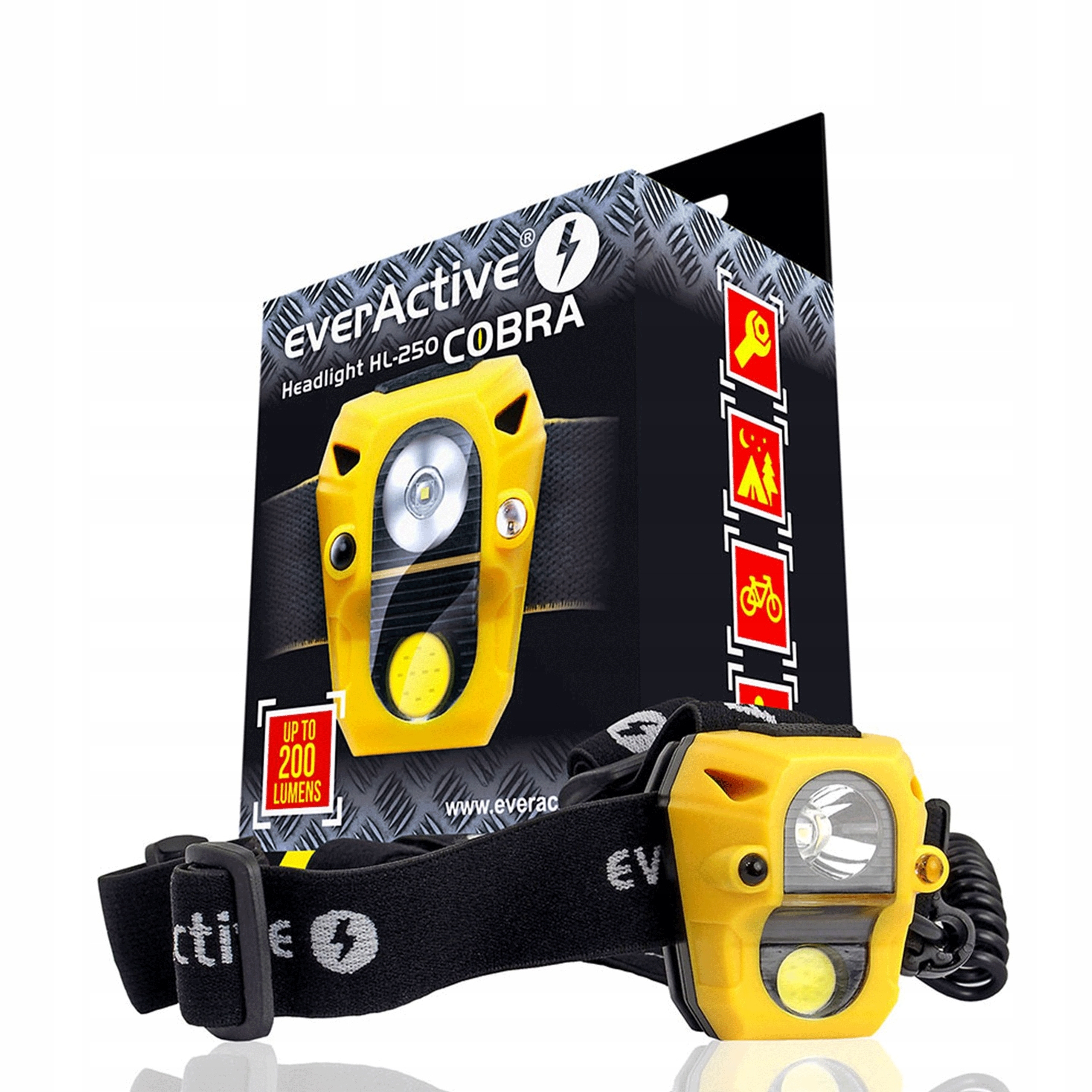 Latarka Czołowa Led Everactive Cobra HL-250 Sensor Czujnik Ruchu 200LM