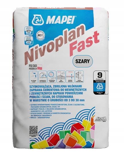 Zaprawa cementowa Mapei Nivoplan Fast jasny szary 23 kg Szybka wyrównująca