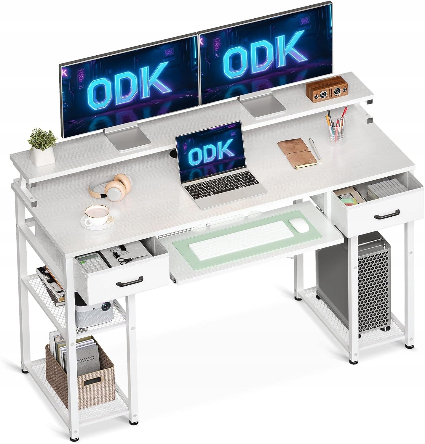 Biurko Komputerowe 120X48X90CM Szuflady Stojak Na Monitor