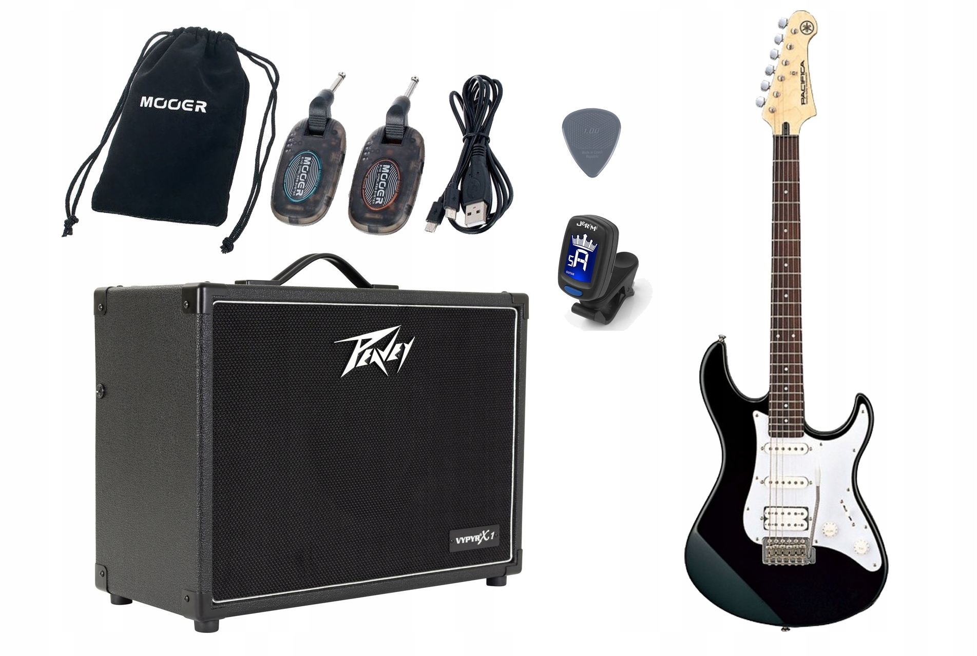 GITARA ELEKTRYCZNA +WZMACNIACZ 20W ZESTAW WIRELESS