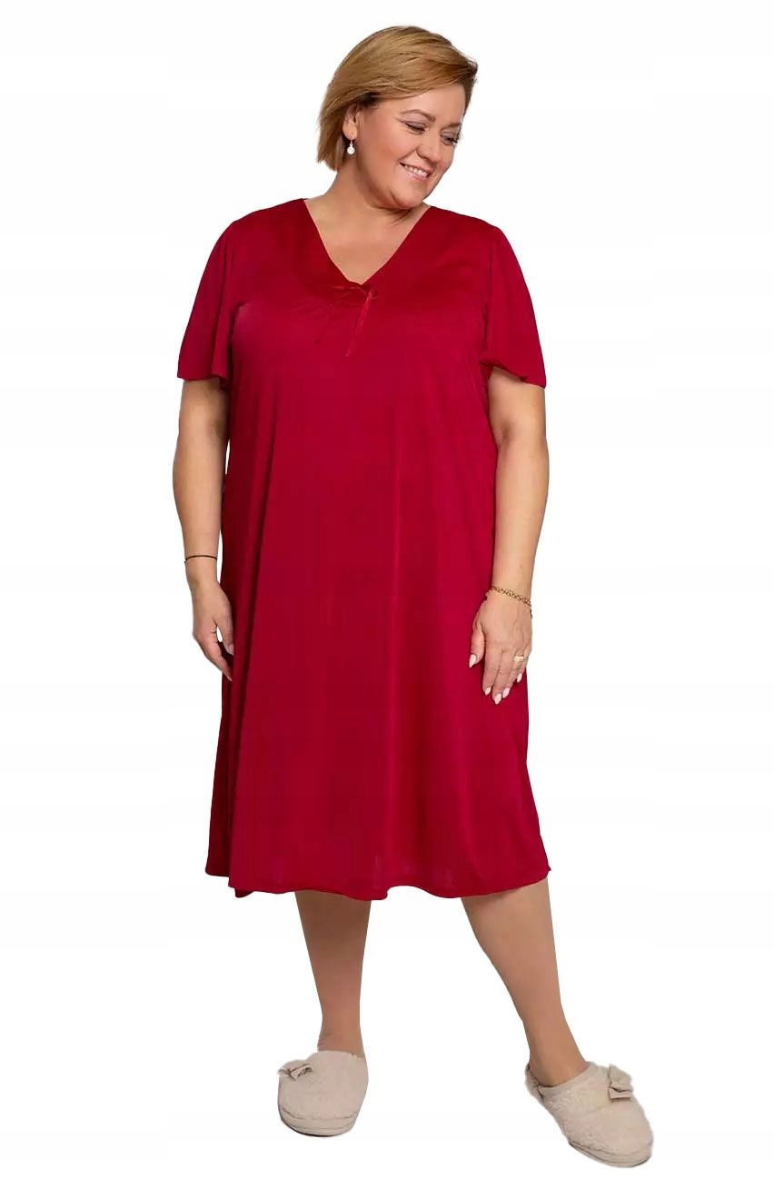 Burgundská košile noční s stužkou na výstřihu, velikost 48