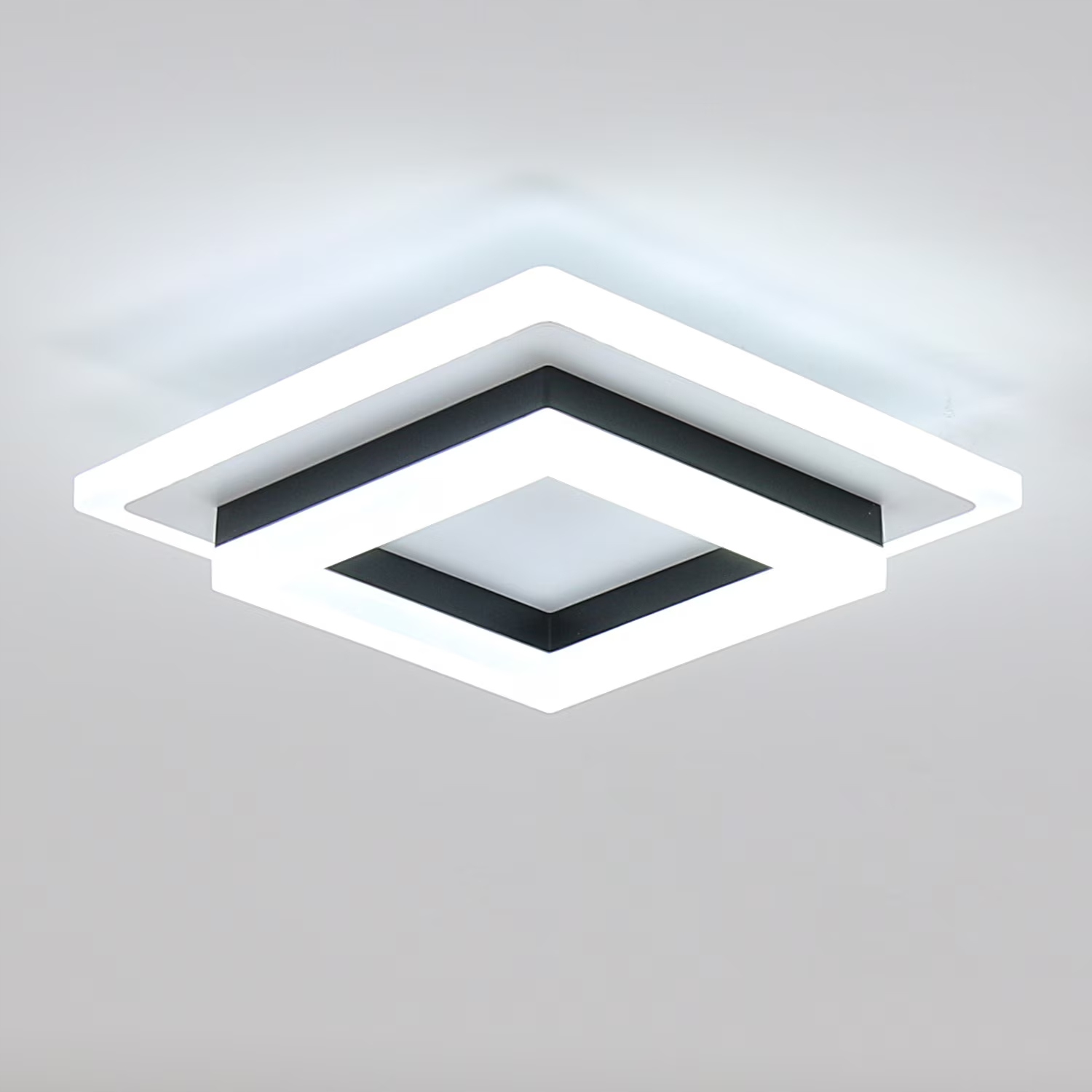 LAMPA SUFITOWA LED PLAFON PODTYNKOWY CZARNA KWADRAT NOWOCZESNY 24W 6500K
