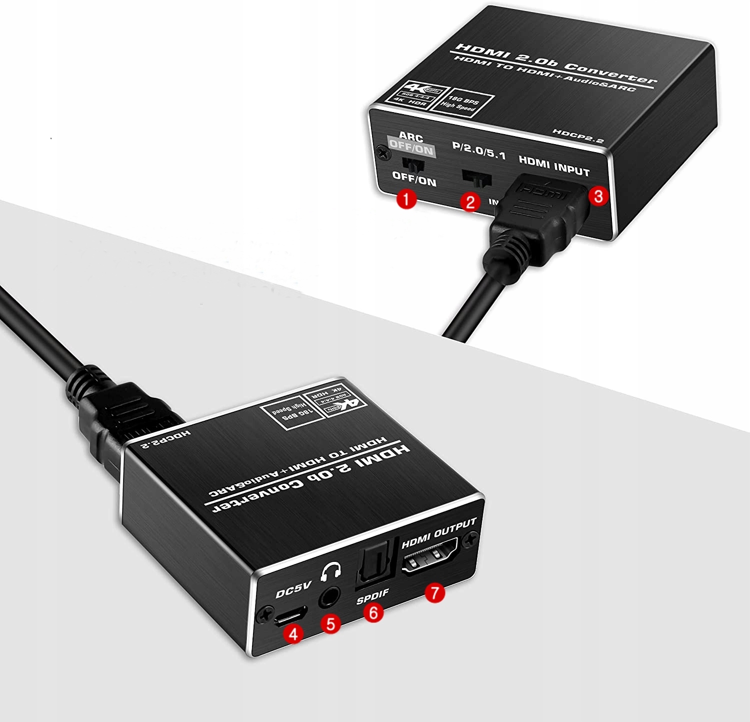 HDMI extraktor 2.0 TOSLINK AUDIO KONVERTOR 5.1 ARC TOSLINK SPDIF HDCP 4K60 Model JL-C1002