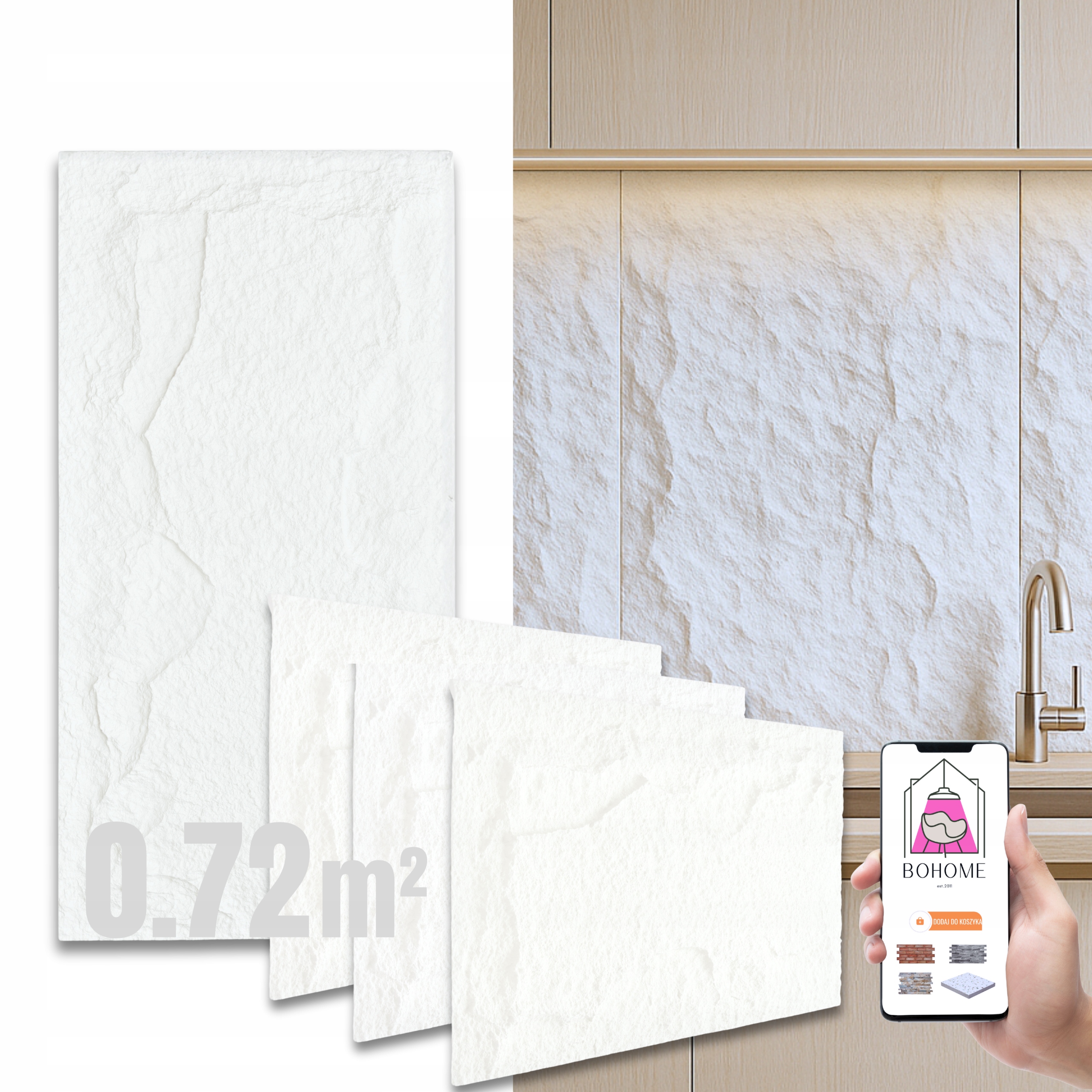 Panel Dekoracyjny Milano Bianco 120x60 Ścienna Imitacja Kamienia 1 Sztuka