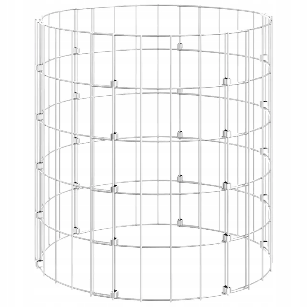 Kulatý gabionový sloupek z galvanizované oceli 50 x 50 cm, stříbrný