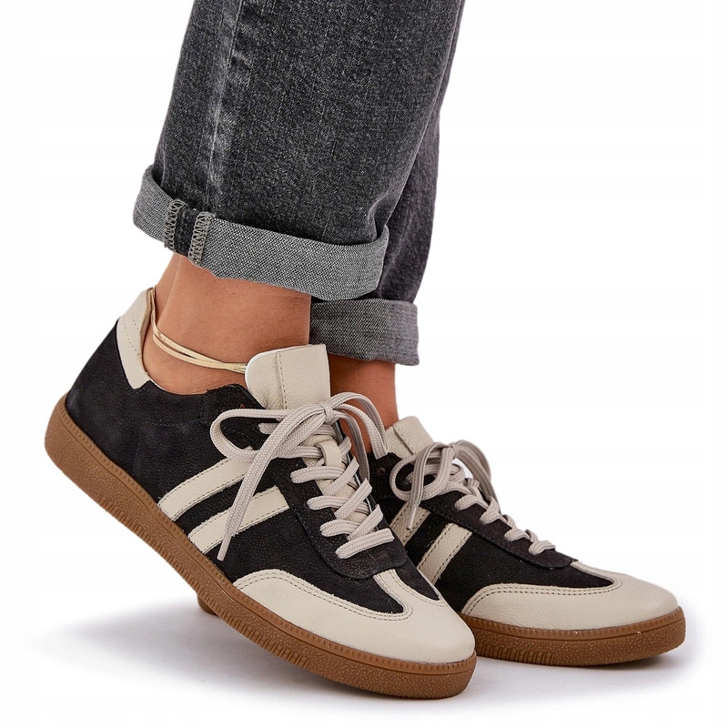 Zazoo N1068 Dámské Nízké Kožené Tenisky Černé 36