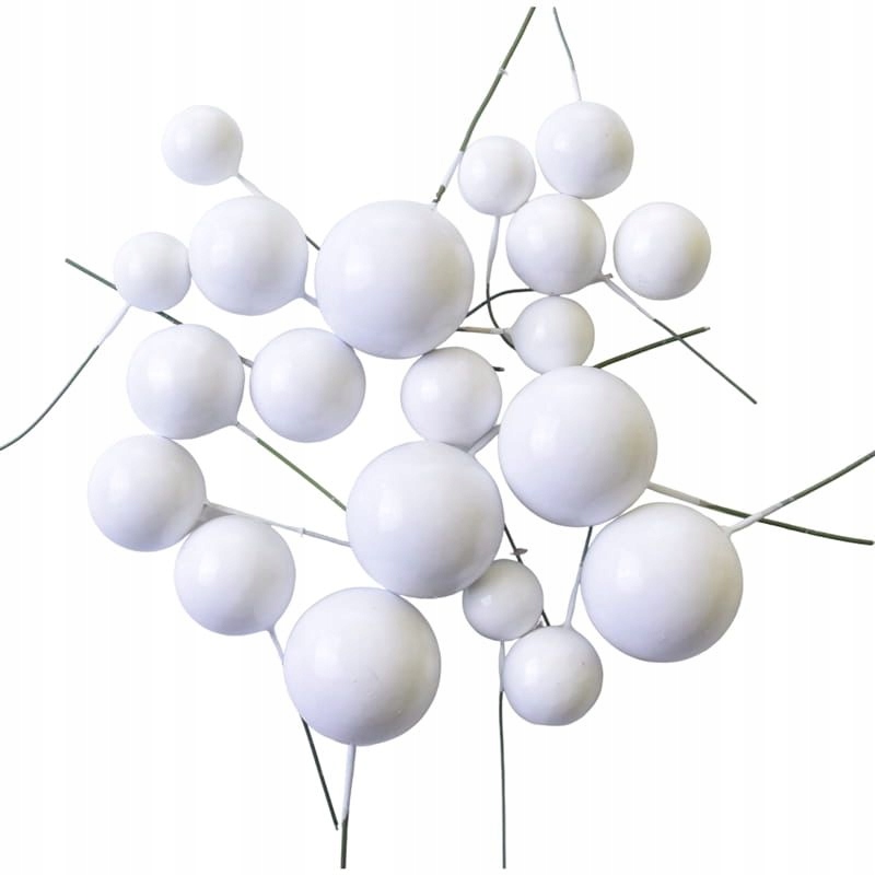 KULE KULKI KULECZKI Toppery do dekoracji TORTU 20 elementów kolor BIAŁY