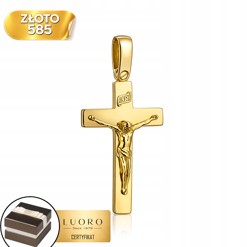 Zlatý Křížek 585 14K Žlutý S Ukřižovaným Ježíšem 6,35 CM, Elegantní