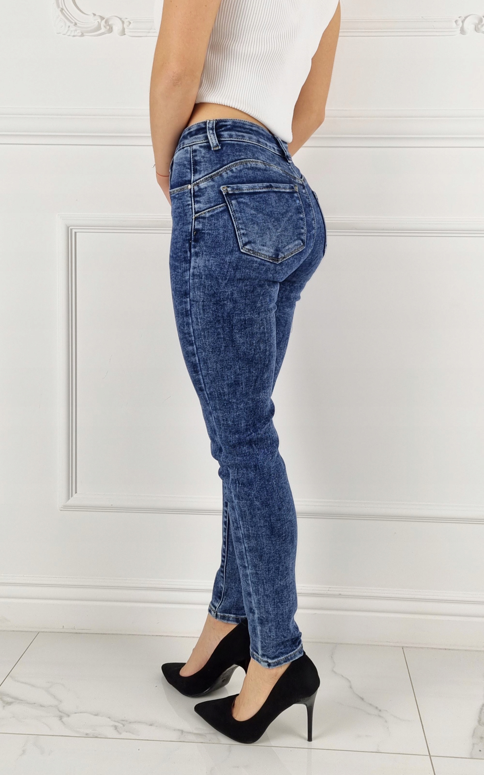 DAMSKIE SPODNIE JEANSOWE DOPASOWANE PUSH-UP Blue 2 Rozmiar 40