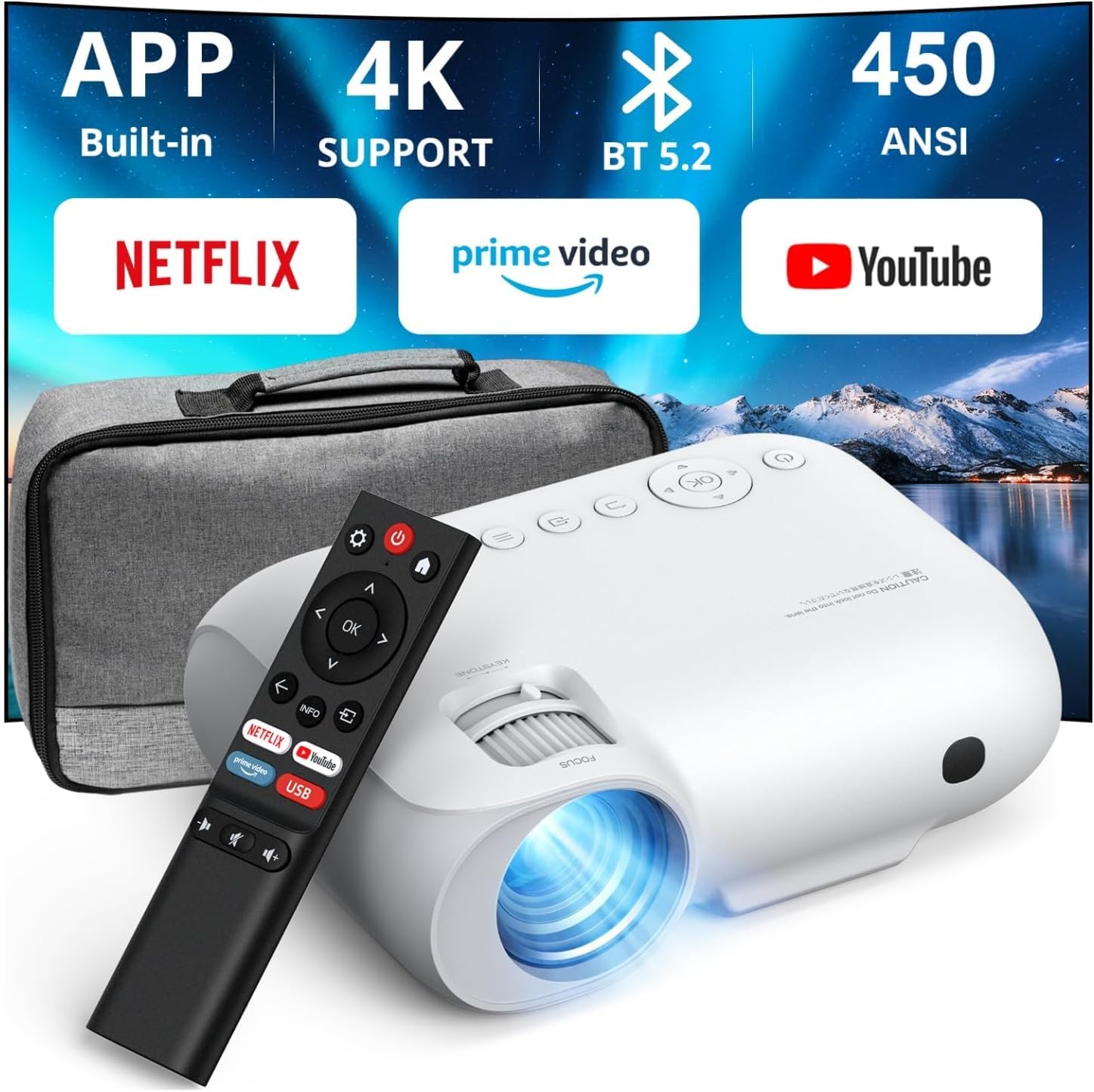 Prenosný Projektor 1080P Pre Domáce Kino Android Wifi Yoton Y9